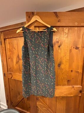 Kimchi Blue Dark Green Dress with Red and Gold Bird Print
